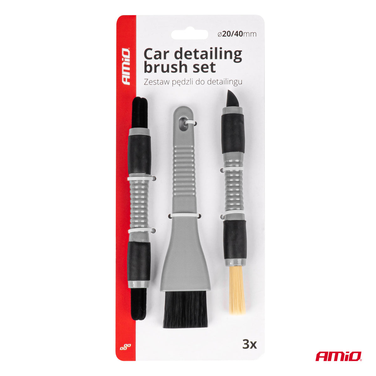 Set četki za detaljno čišćenje unutrašnjosti automobila (3 komada) - 04033