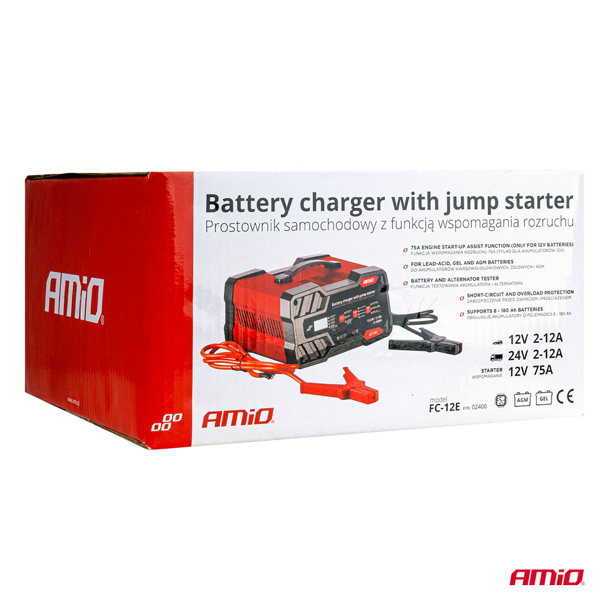Punjač akumulatora sa starterom 12V/24V 12A, start 75A - 02400
