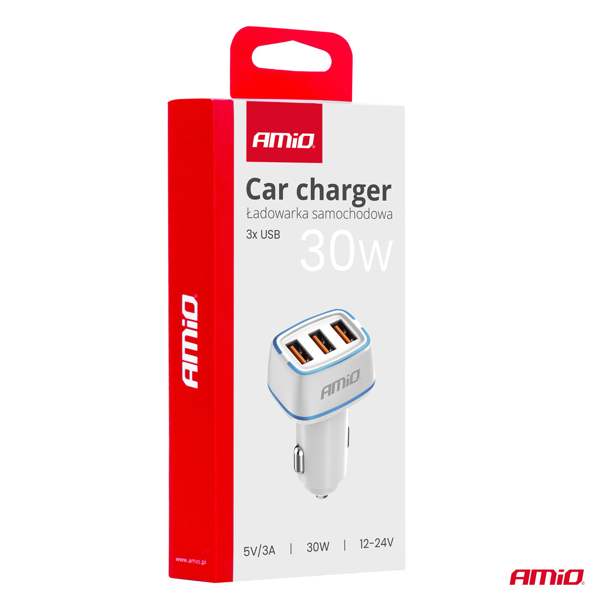 Auto punjač 3×USB-A 30W 12/24V - 03889