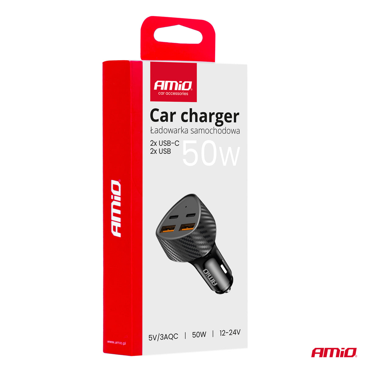 Auto punjač 50W 2x USB-A + 2x USB-C - 04284