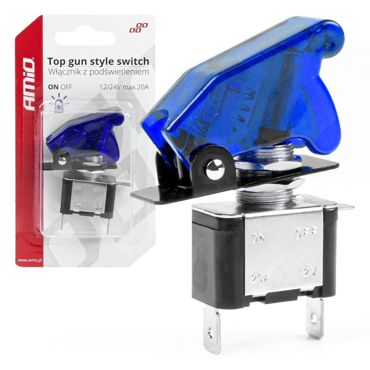 Prekidač Top Gun sa plavim osvjetljenjem 12/24V 20A - 03096