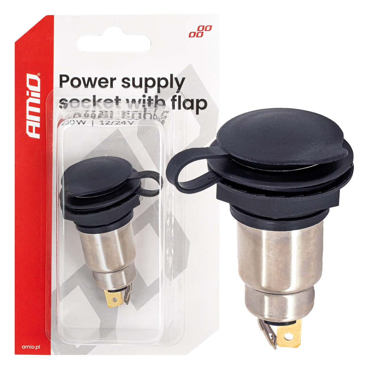 Ugradna utičnica sa zaštitnim poklopcem 12V/24V 250W - 04462