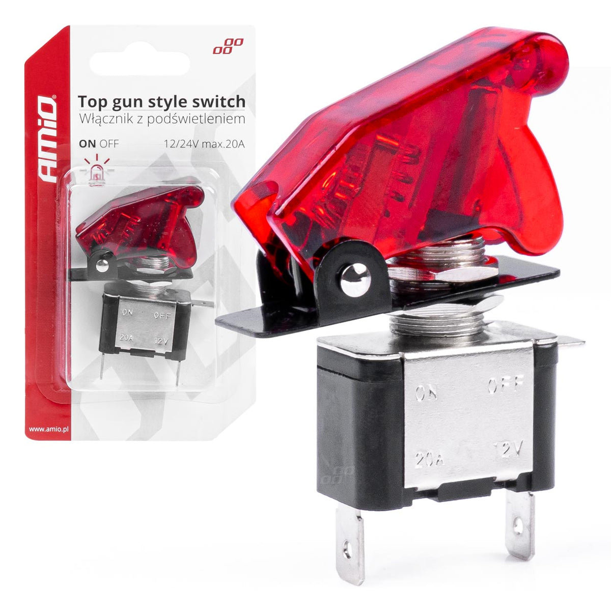 Prekidač Top Gun sa crvenim osvjetljenjem 12/24V 20A - 03095