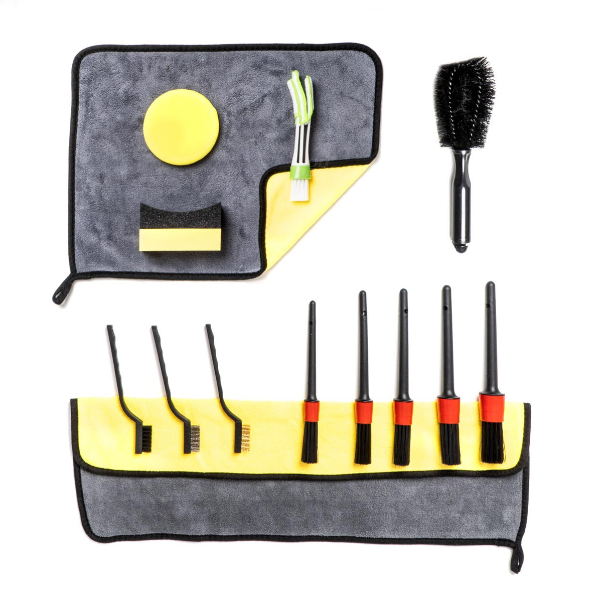 Set za auto detailing - četke, sunđeri i mikrofiber krpe (14 komada) - 03100
