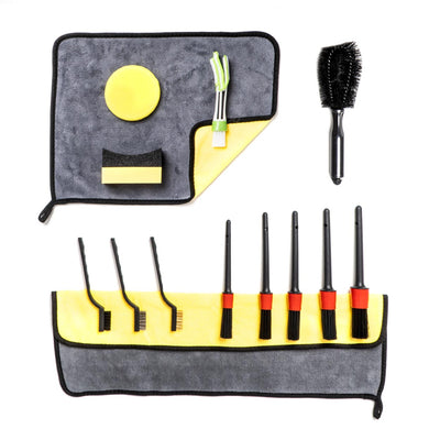 Set za auto detailing - četke, sunđeri i mikrofiber krpe (14 komada) - 03100