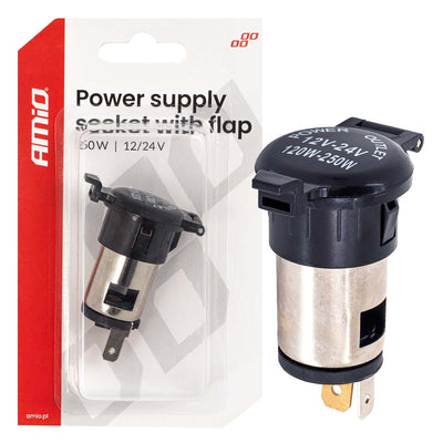 Ugradna utičnica sa zaštitnim poklopcem 12V/24V 250W - 04434