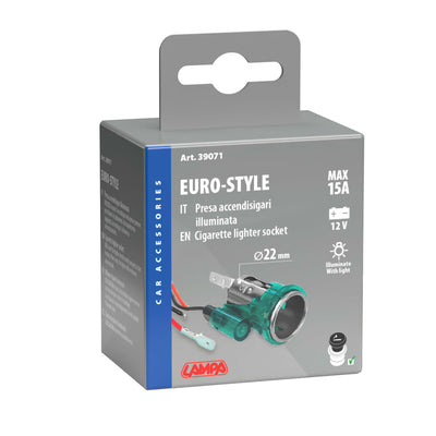 Osvijetljena Euro utičnica za auto-upaljač 12V fi22 mm - 39071