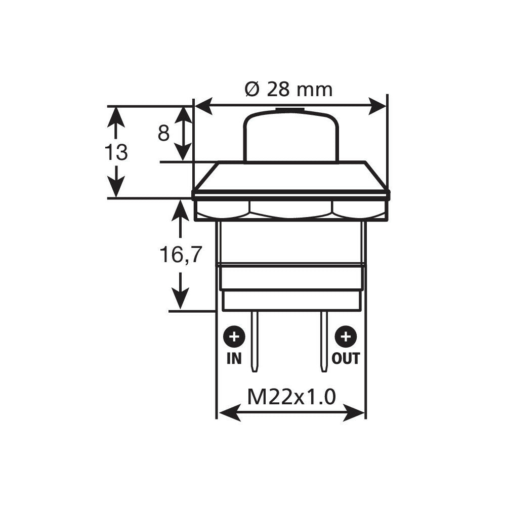 Prekidač dugme 12/24V 10A - 45555