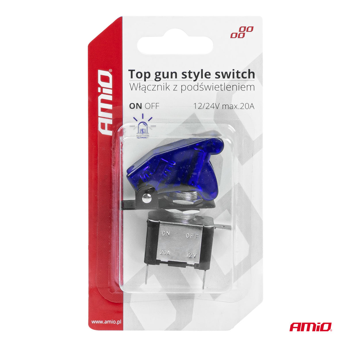 Prekidač Top Gun sa plavim osvjetljenjem 12/24V 20A - 03096
