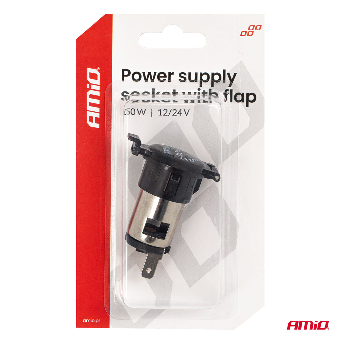 Ugradna utičnica sa zaštitnim poklopcem 12V/24V 250W - 04434