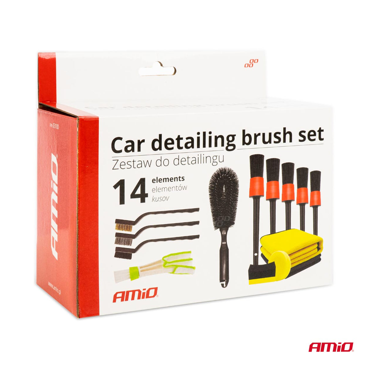 Set za auto detailing - četke, sunđeri i mikrofiber krpe (14 komada) - 03100