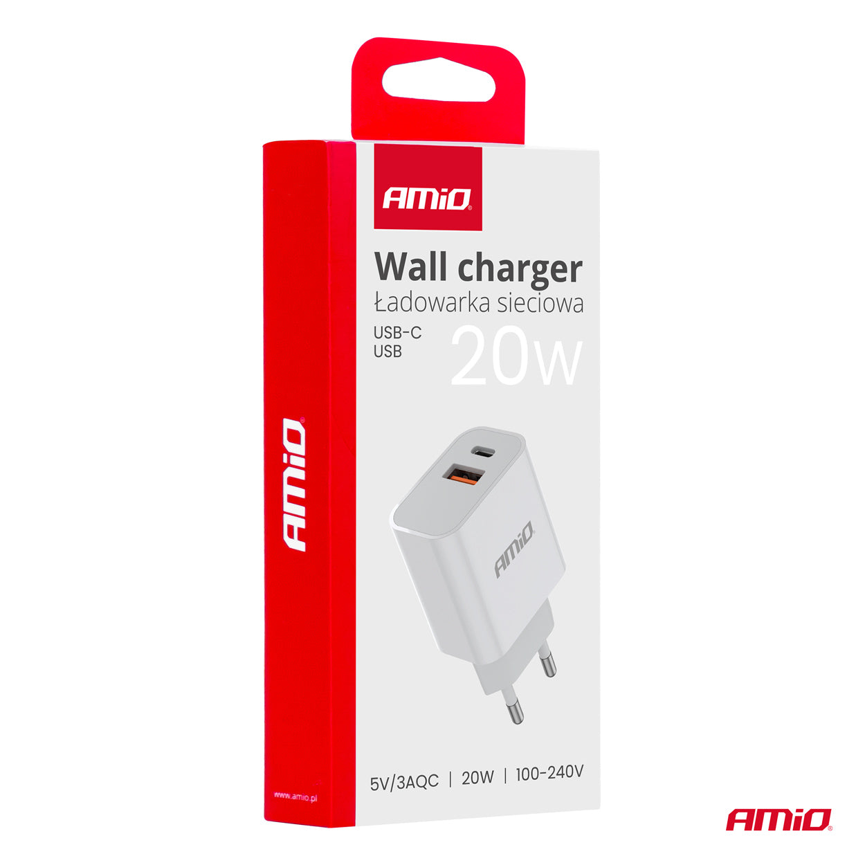 Zidni punjač PCH PRO-09 USB + USB-C 20W Quick Charge 230V - 02935