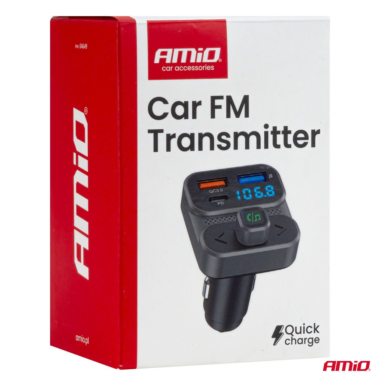 FM transmiter za automobil sa 2×USB-A i 1×USB priključkom, 12/24V - 04649