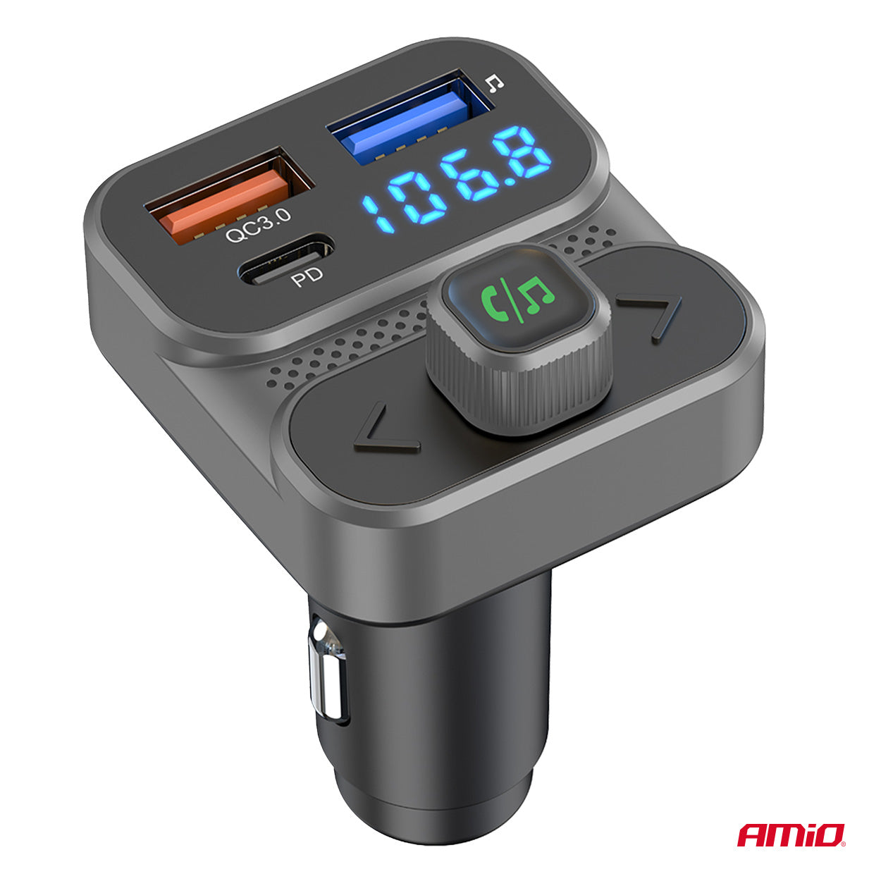FM transmiter za automobil sa 2×USB-A i 1×USB priključkom, 12/24V - 04649