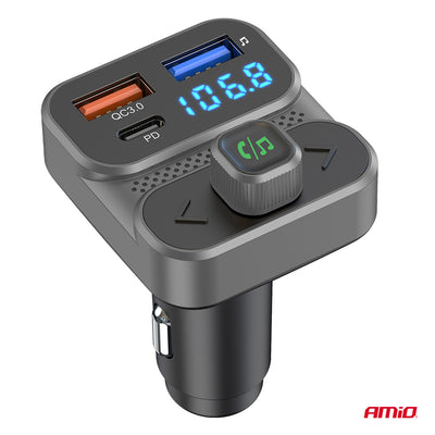 FM transmiter za automobil sa 2×USB-A i 1×USB priključkom, 12/24V - 04649
