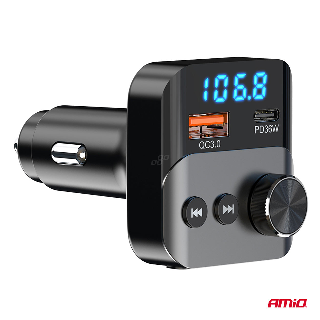 FM transmiter za automobil sa 1×USB-A i 1×USB-C priključkom, 12/24V - 04647