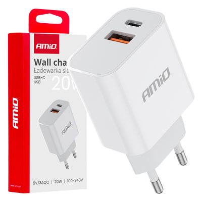 Zidni punjač PCH PRO-09 USB + USB-C 20W Quick Charge 230V - 02935
