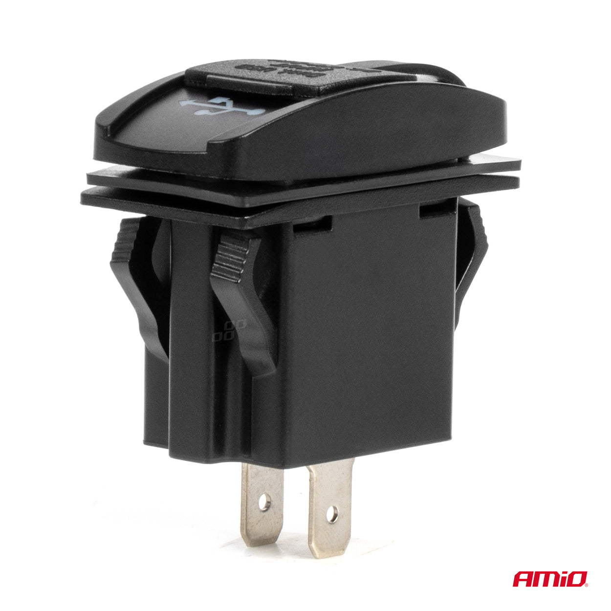 Vodootporni USB punjač za telefon u obliku prekidača sa CRVENIM LED pozadinskim osvjetljenjem, 2x USB, 12/24V - 04228
