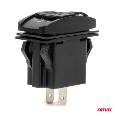Vodootporni USB punjač za telefon u obliku prekidača sa CRVENIM LED pozadinskim osvjetljenjem, 2x USB, 12/24V - 04228