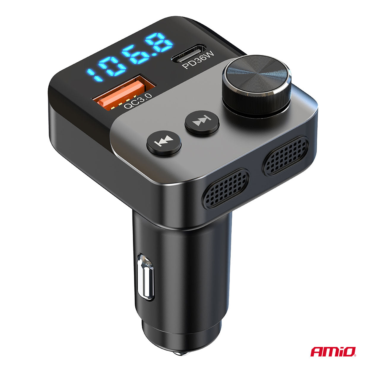 FM transmiter za automobil sa 1×USB-A i 1×USB-C priključkom, 12/24V - 04647