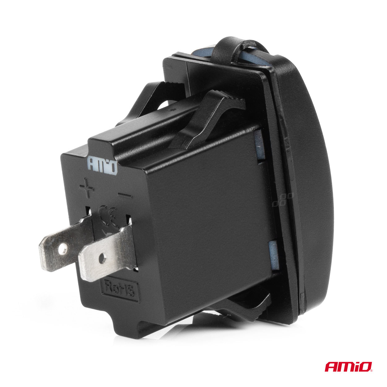Vodootporni USB punjač za telefon u obliku prekidača sa CRVENIM LED pozadinskim osvjetljenjem, 2x USB, 12/24V - 04228