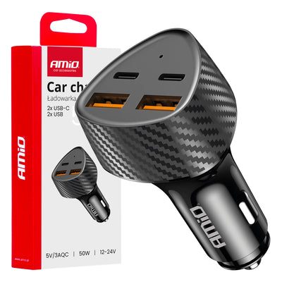 Auto punjač 50W 2x USB-A + 2x USB-C - 04284