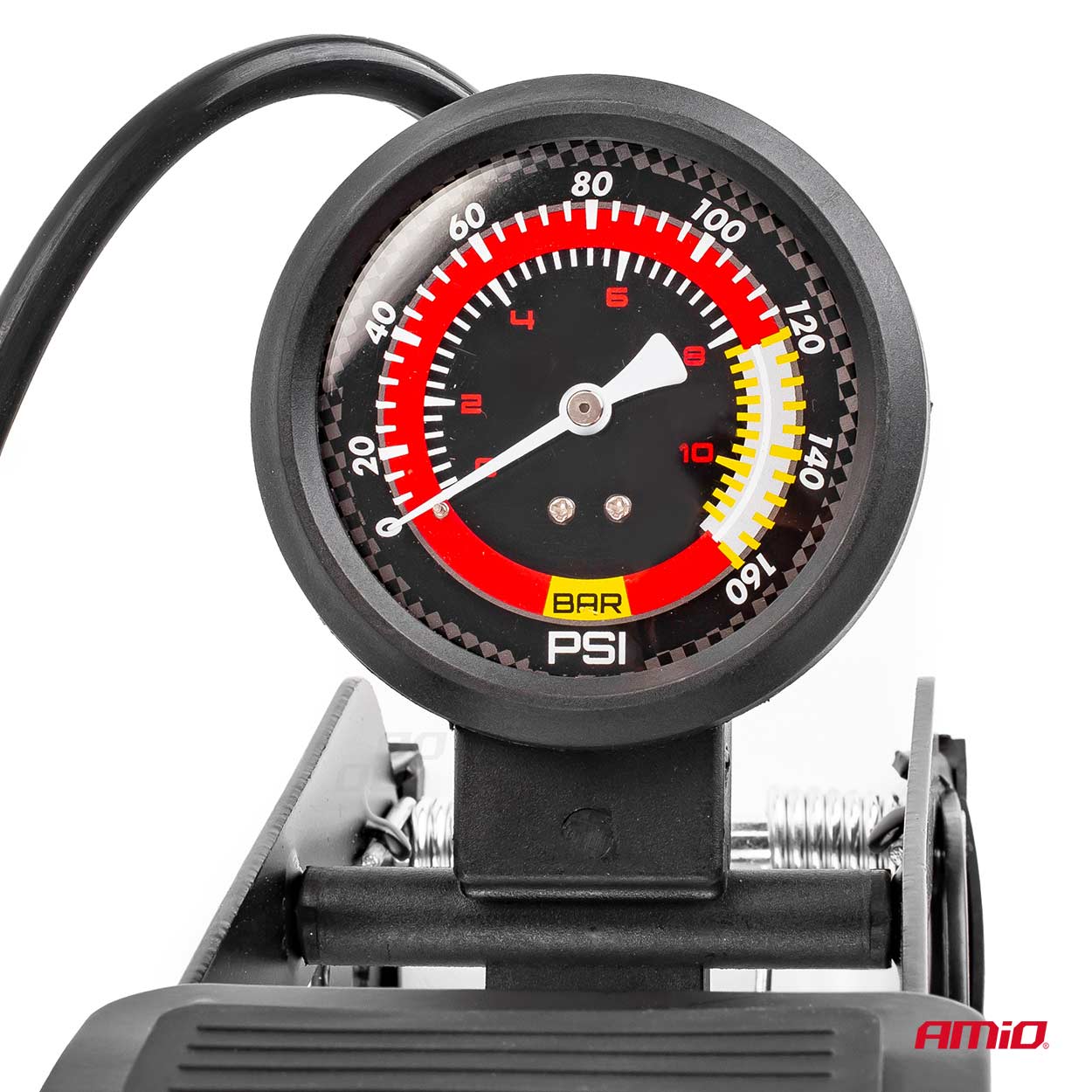 Nožna pumpa HQ sa jednim klipom Ø55 mm, manometrom i adapterima - 02893