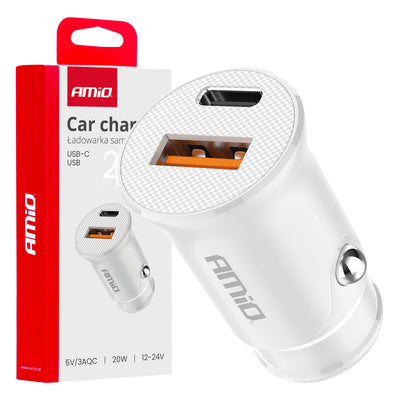 Auto punjač USB-A + USB-C 20W 12/24V - 03877
