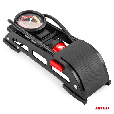 Nožna pumpa HQ sa jednim klipom Ø55 mm, manometrom i adapterima - 02893