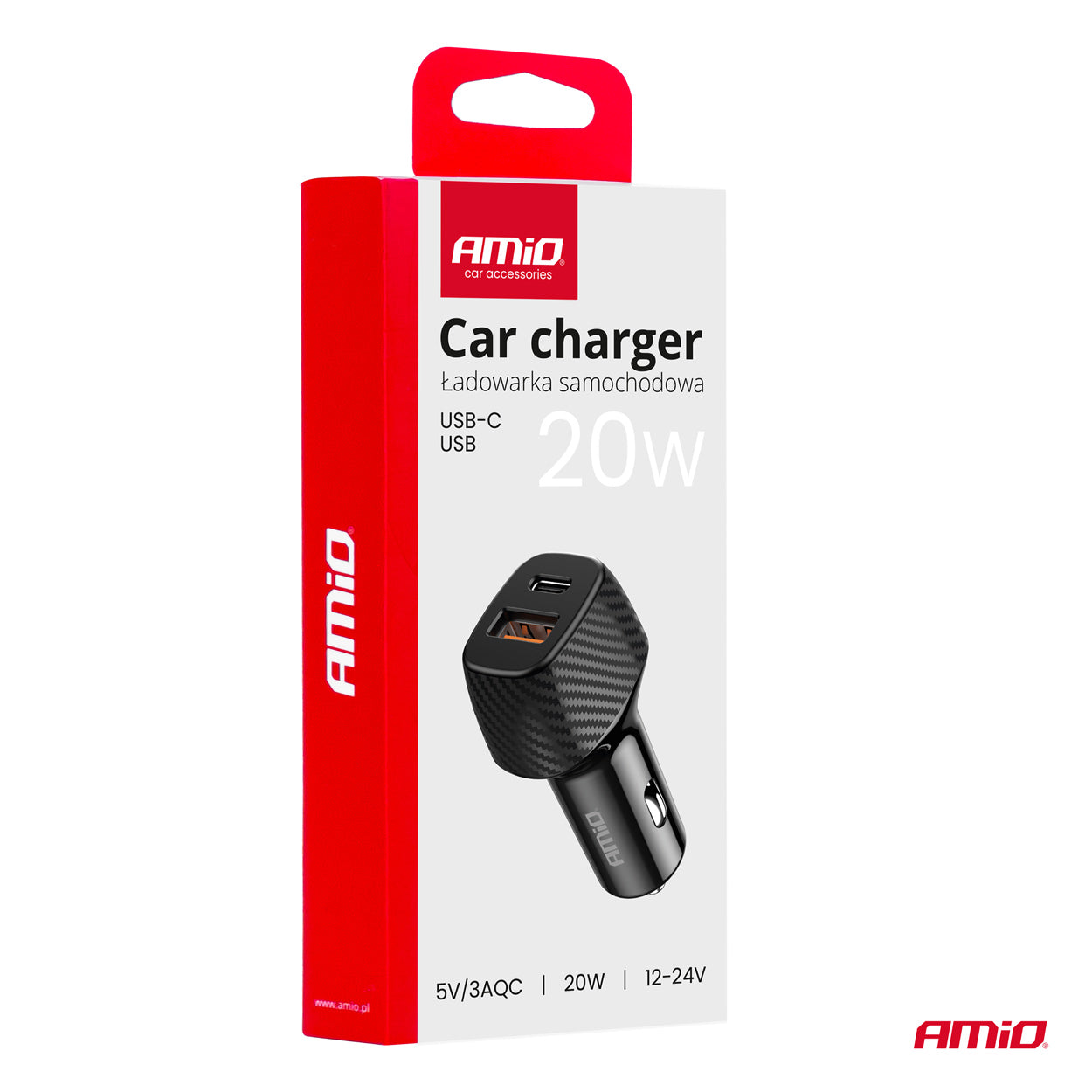 Auto punjač QC + PD 20W sa USB-A i USB-C priključkom - 04282