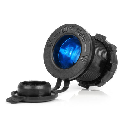 Vodootporni automobilski priključak za upaljač sa PLAVIM LED pozadinskim osvjetljenjem 12/24V - 04220