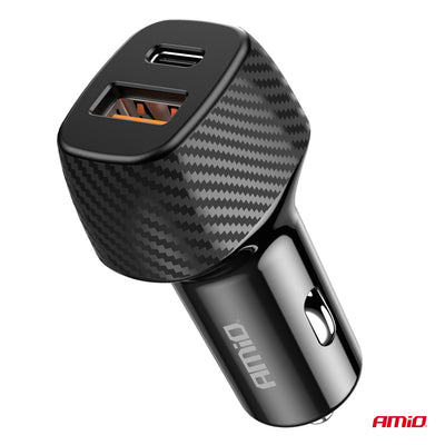 Auto punjač QC + PD 20W sa USB-A i USB-C priključkom - 04282
